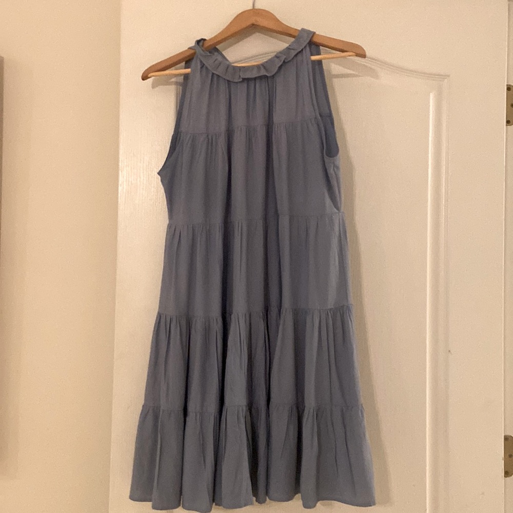 Carolina blue flowing sleeveless dress with pretty tie in the back